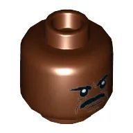 Minifig Head Greef Karga, Moustache, Angry/Open Mouth Smirk, Teeth