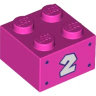 Brick 2 x 2 with '2' Print