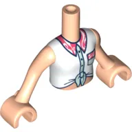 Minidoll Torso Girl, White Top, Light Aqua Trim, Coral Collar