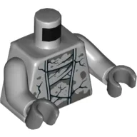 Torso Statue with Cracks, Layers, and Stains Print, Light Bluish Gray Arms, Dark Bluish Gray Hands