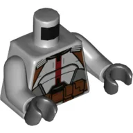 Torso Clone Trooper Armor, Dark Bluish Gray Panels, Reddish Brown Utility Belt print (Tech), Light Bluish Grey Arms, Black Hands