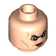 Minifig Head Griphook, Dark Bluish Grey Eyebrows, Scowl, 4 Sharp Teeth, Medium Nougat Contours Print