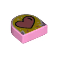 Tile 1 x 1 Half Circle with Bright Pink Heart, Yellow Background print