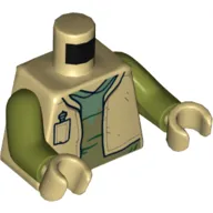 Torso Vest with Pocket, Open over Sand Green and Olive Green Shirt Print, Olive Green Arms, Tan Hands