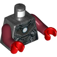 Torso Armor, Black Plates, White Circle (Arc Reactor) Print, Dark Red Arms, Red Hands