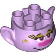 Minifig Head Special, with Ears and 4 Studs on Top, with Face with Big Smile and Teeth, Gold Eye Shadow Print