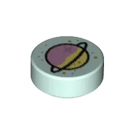 Tile Round 1 x 1 with Planet, Rings Print