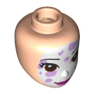 Minidoll Head, White Face with Lavender Paws, Dark Pink Lips print