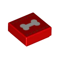 Tile 1 x 1 with White Bone print