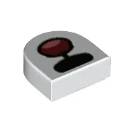 Tile Round 1 x 1 Half Circle with Black Snout, Open Mouth print