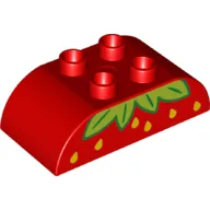 Duplo Brick 2 x 4 Curved Top with Strawberry Print