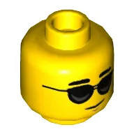 Minifig Head, Black Glasses Print