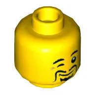 Minifig Head, Right Eye Winking, Long Moustache Print