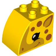 Duplo Brick 2 x 3 x 2 with Curved Top and Dark Orange Spots and Giraffe Face Print