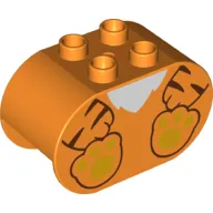 Duplo Brick 2 x 4 x 2 Rounded Ends with Tiger Body and Feet Print