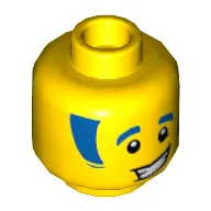 Minifig Head Discowboy, Blue Eyebrows and Sideburns Print