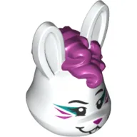 Minifig Head Special, Bunny Dancer, Magenta and Dark Turquoise Eye Make-up, Magenta Hair Print
