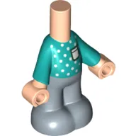 Microdoll Body Pants Sand Blue with Dark Turquoise Shirt, Light Bluish Grey Legs, Light Nougat Hands print
