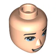 Minidoll Head Male, Bright Light Blue Eyes, Broad Smile, Teeth print