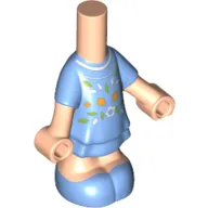 Microdoll Body Short Dress Medium Blue with Flowers, Medium Blue Shoes print