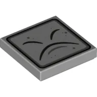 Tile 2 x 2 with Black Curved Lines and Border Print (Thwimp Face)