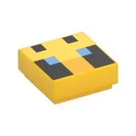 Tile 1 x 1 with Pixelated Bee Face, Blue Eyes print