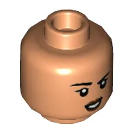 Minifig Head Selina Kyle, Eyelashes, Dark Red Lips, Open Mouth / Closed Mouth with Raised Eyebrow Print