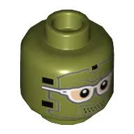 Minifig Head The Riddler, Facemask with White Glasses and Black Mouth Piece Print