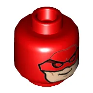 Minifig Head Daredevil, Balaclava, Red Eyes, Light Nougat Face Print
