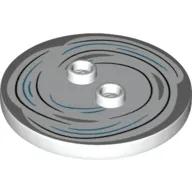 Plate Special Round 4 x 4 with 2 Studs with Black/Dark Azure Swirl/Tornado print