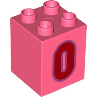 Duplo Brick 2 x 2 x 2 with Red '0' Print