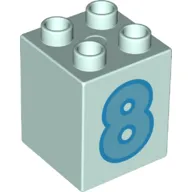 Duplo Brick 2 x 2 x 2 with Medium Azure '8' Print