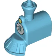 Duplo Train Front, Steam Engine 2 x 4 with Cow Catcher and Yellow Headlight above White Boiler Circle with Azure '1' Print