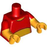 Torso, Dual Molded Arms, Bright Light Orange Neck and Stomach Print, Red Sleeves Pattern, Bright Orange Arms and Hands