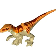 Animal, Dinosaur, Atrociraptor with Orange Top, Dark Red Stripes print