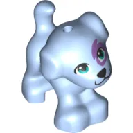 Animal, Dog, Small Standing with Dark Turquoise Eyes, Black Nose and Mouth, Medium Lavender Spot Print