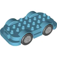 Duplo Car Base 4 x 8 with Four Black Wheels and Silver Hubs