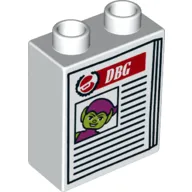 Duplo Brick 1 x 2 x 2 with Bottom Tube and Newspaper with Green Goblin and 'DBG' Print