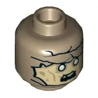 Minifig Head Mummy, Dark Tan Bandages, Tan Face, White Eyes, Open Mouth print