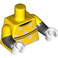 Torso, Dual Molded Arms, Shirt with Black Lines, White Dots Print (Minnie Mouse), Yellow Sleeves Pattern, Black Arms, White Hands