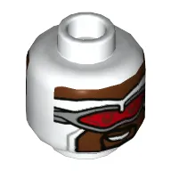 Minifig Head Captain America (Falcon), Silver Goggles with Red Visor, Beard print