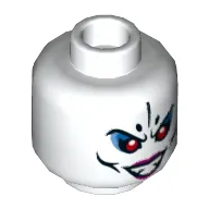 Minifig Head White Bone Demon, Magenta Lips, Red Eyes and Smile with Teeth / Black Eyes and Closed Mouth Smile Print