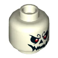 Minifig Head Skeleton / Bone Spirit, Red Eyes, Jagged Mouth Print