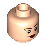 Minifig Head Captain Carter, Dark Brown Eyebrows, Dark Red Lips, Smile / Stern Print