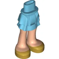 Minidoll Hips and Layered Skirt with Light Nougat Legs and Golden Shoes Print