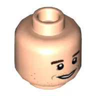 Minifig Head Antoni, Dark Brown Eyebrows, Open Mouth Smile / Closed Mouth Smile Print