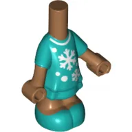 Microdoll Body Short Dress Dark Turquoise with White Snowflakes print, Medium Nougat Arms and Legs