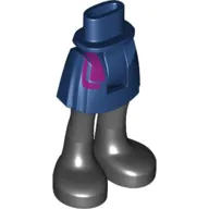 Minidoll Hips and Short Skirt Dark Blue Skirt with Magenta Decoration, Black Boots