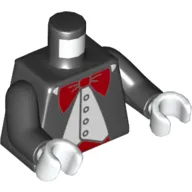 Torso Jacket, Open over White Vest, Red Bow Tie and Belt Print, Black Arms, White Hands