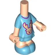 Microdoll Body Short Dress Medium Azure with Tan Reindeer, Dark Purple Trim print, Light Nougat Arms and Legs